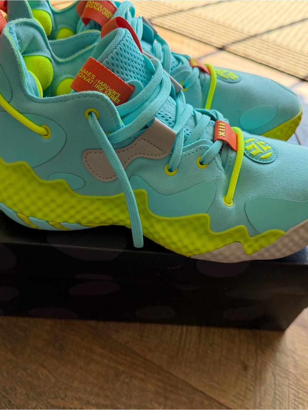 adidas Kids Harden Vol. 6 Sneakers - Pulse Aqua with Solar Yellow Accents